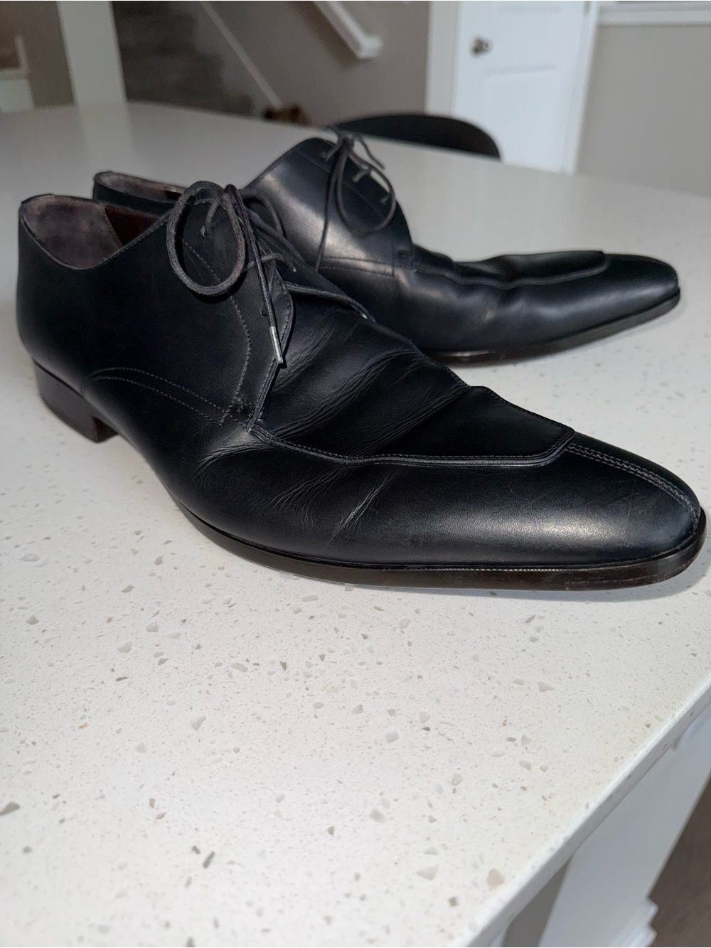 Santoni Black Leather Derby Shoes - Picture 4 of 13